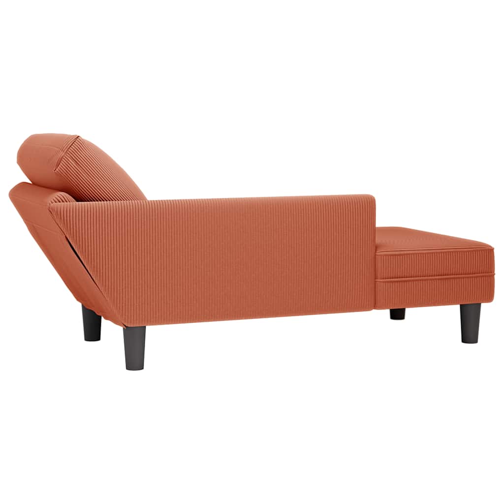 Chaise longue avec coussin rouge orange tissu en velours côtelé - XIOS