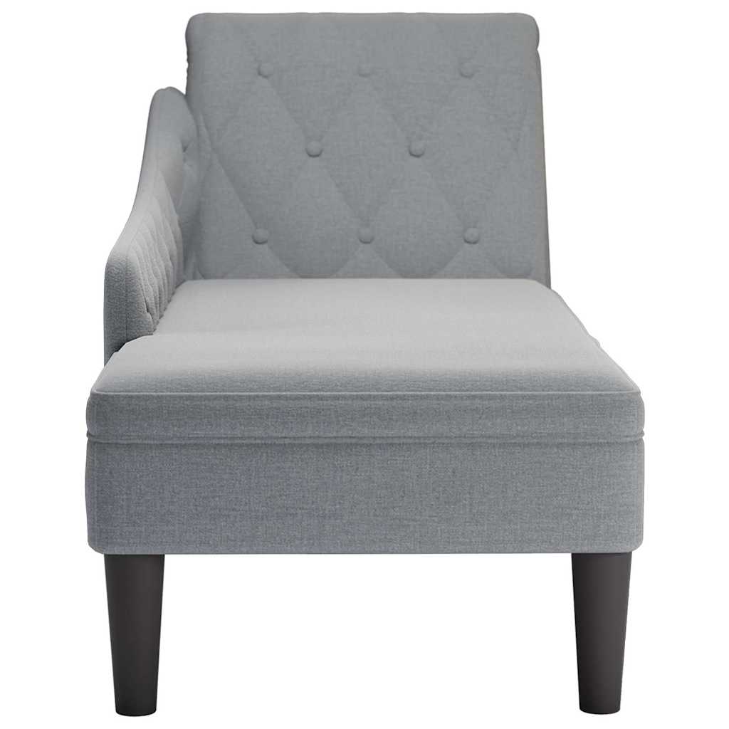 Fauteuil long avec coussin et accoudoir droit gris clair tissu - XIOS