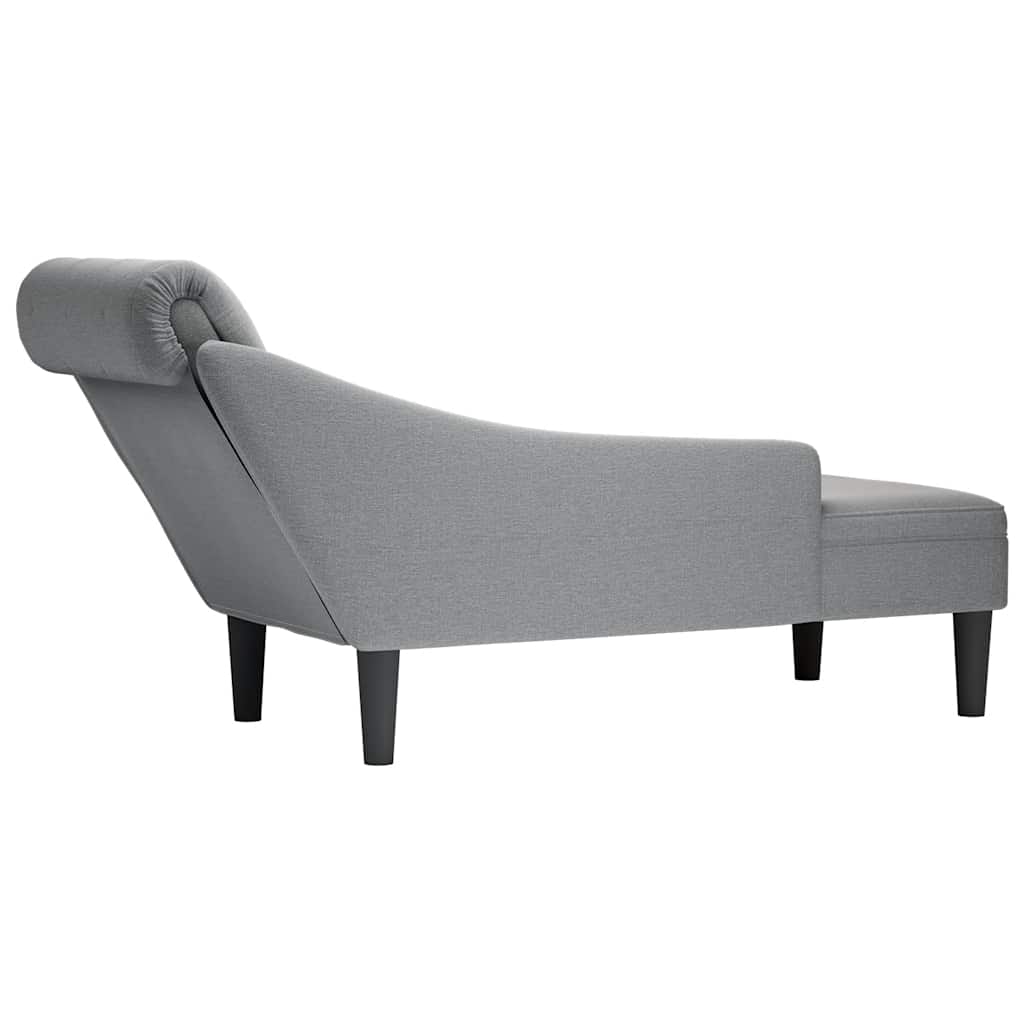 Fauteuil long avec coussin et accoudoir droit gris clair tissu - XIOS