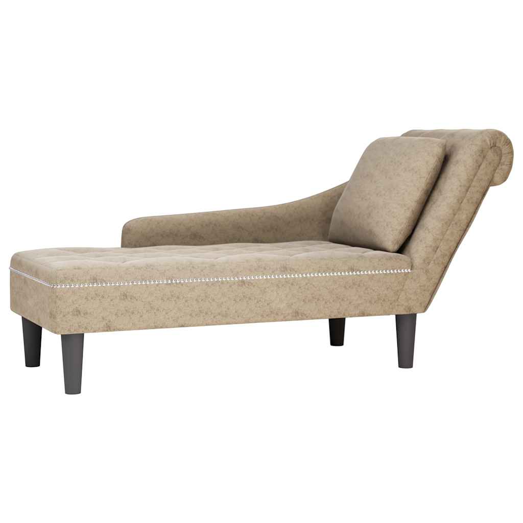 Fauteuil long et coussin/accoudoir droit gris clair simili cuir - XIOS