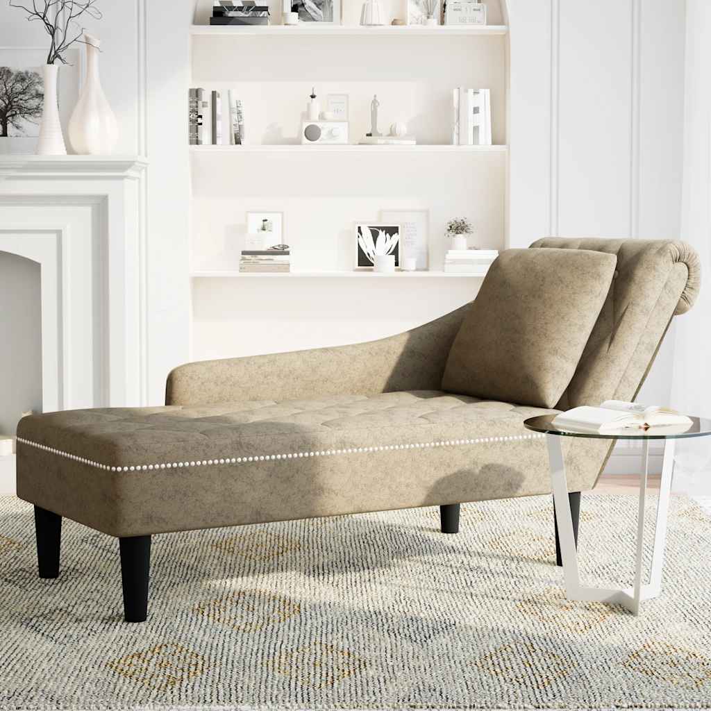 Fauteuil long et coussin/accoudoir droit gris clair simili cuir - XIOS