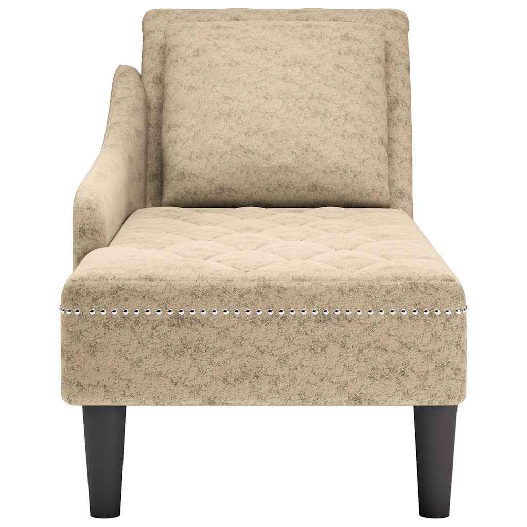 Fauteuil long et coussin/accoudoir droit gris clair simili cuir - XIOS