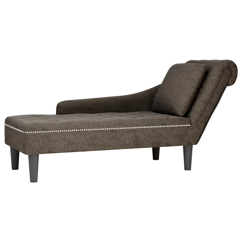 Fauteuil long et coussin/accoudoir droit gris foncé similicuir - XIOS