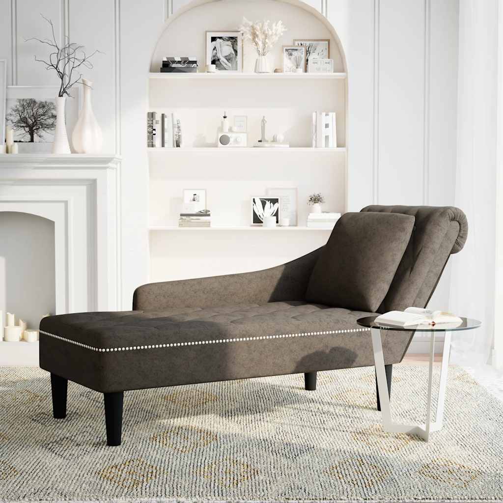 Fauteuil long et coussin/accoudoir droit gris foncé similicuir - XIOS