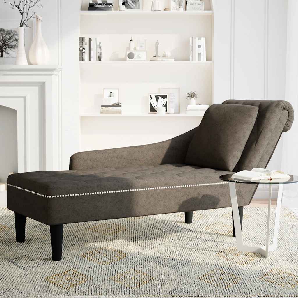 Fauteuil long et coussin/accoudoir droit gris foncé similicuir - XIOS