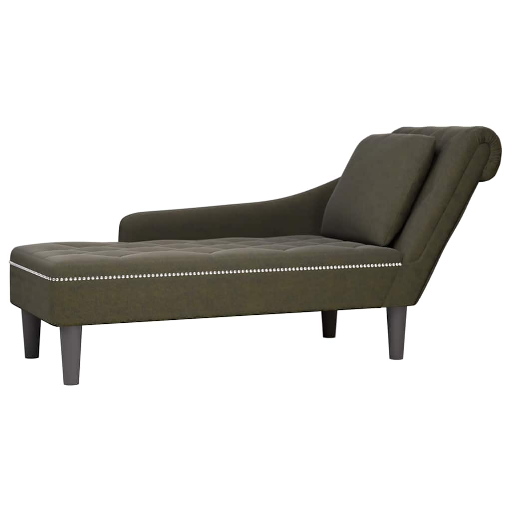 Fauteuil long et coussin/accoudoir droit vert armée similicuir - XIOS