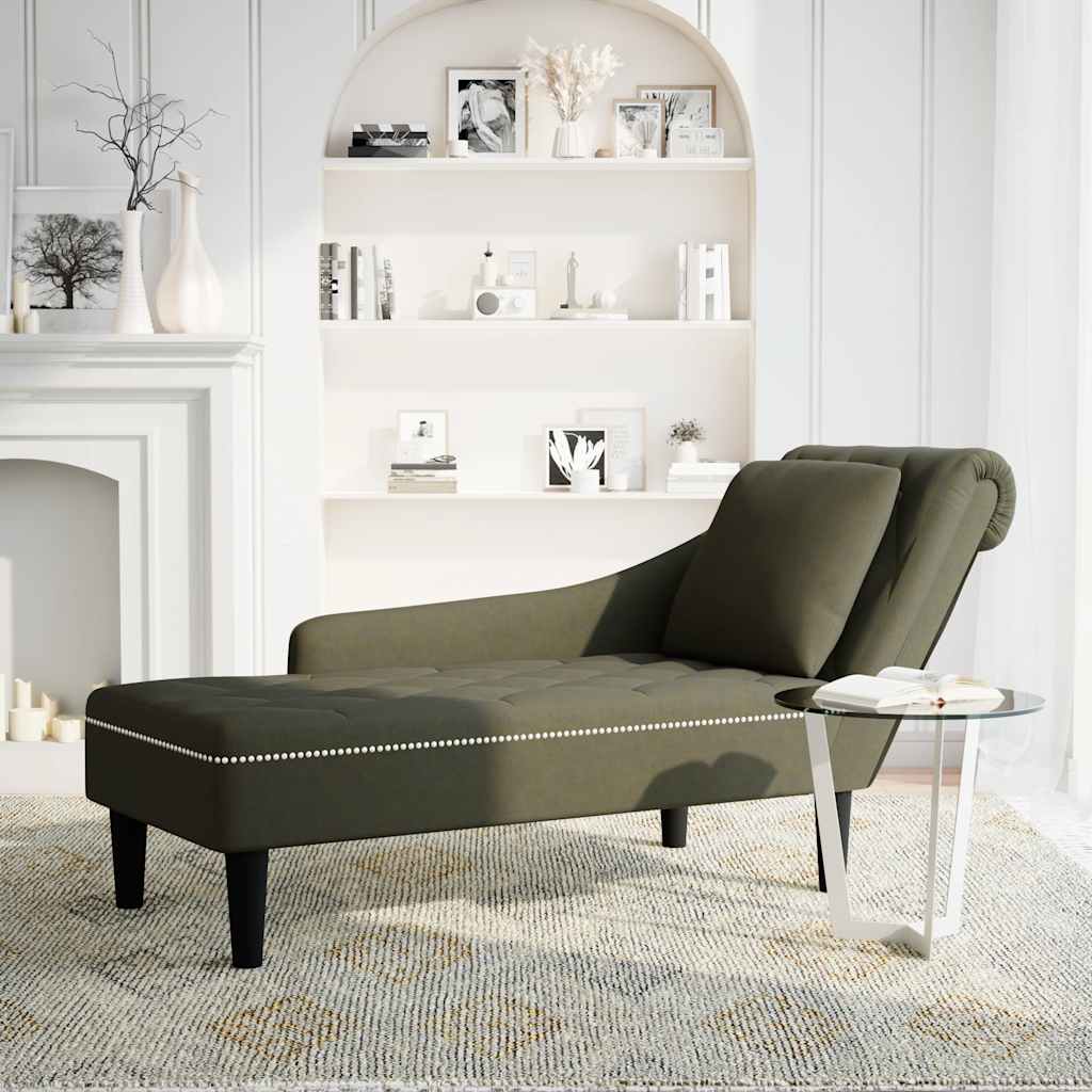 Fauteuil long et coussin/accoudoir droit vert armée similicuir - XIOS