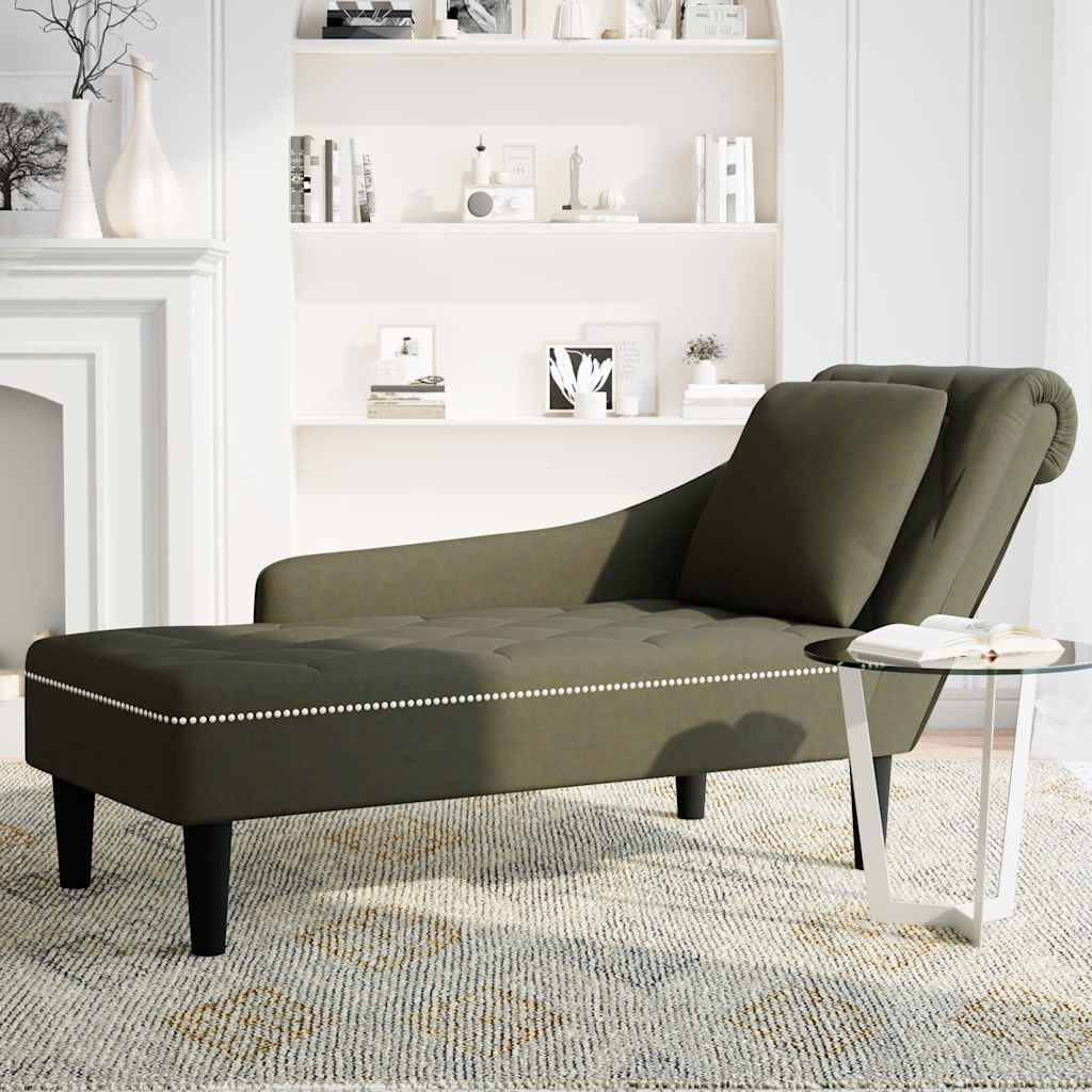 Fauteuil long et coussin/accoudoir droit vert armée similicuir - XIOS