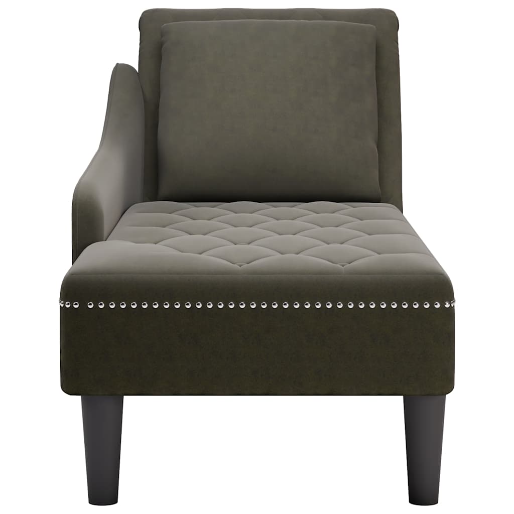 Fauteuil long et coussin/accoudoir droit vert armée similicuir - XIOS