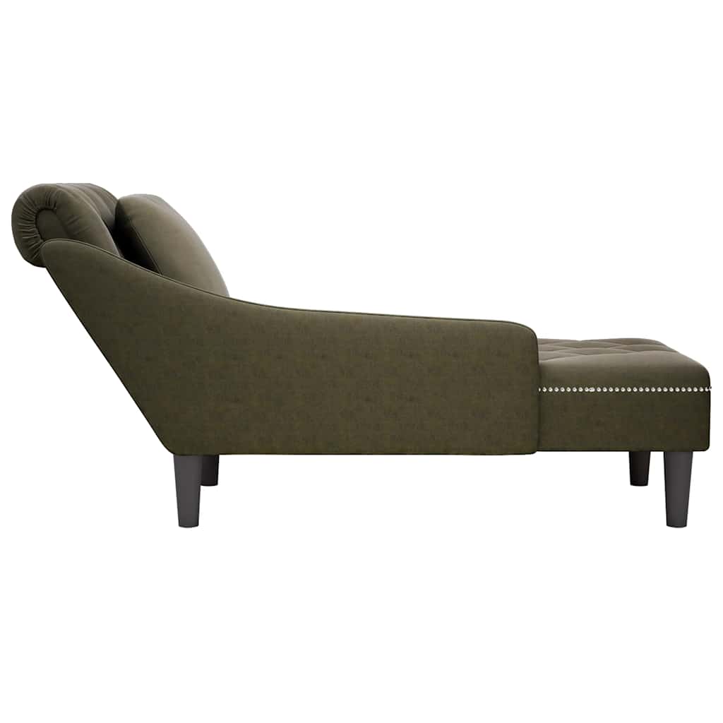 Fauteuil long et coussin/accoudoir droit vert armée similicuir - XIOS