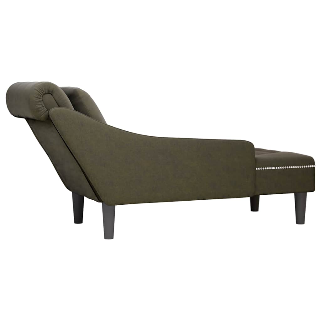 Fauteuil long et coussin/accoudoir droit vert armée similicuir - XIOS