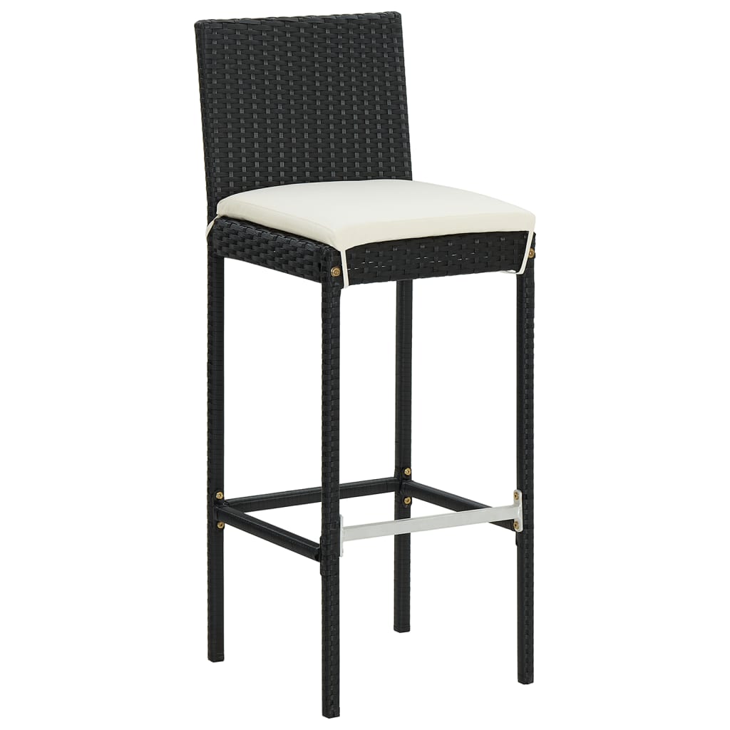 Ensemble de bar de jardin 3 pcs noir bois massif acacia rotin - XIOS