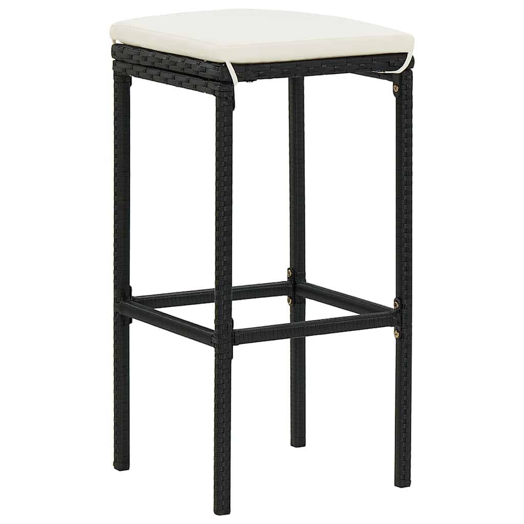 Ensemble de bar de jardin 3 pcs noir bois massif acacia rotin