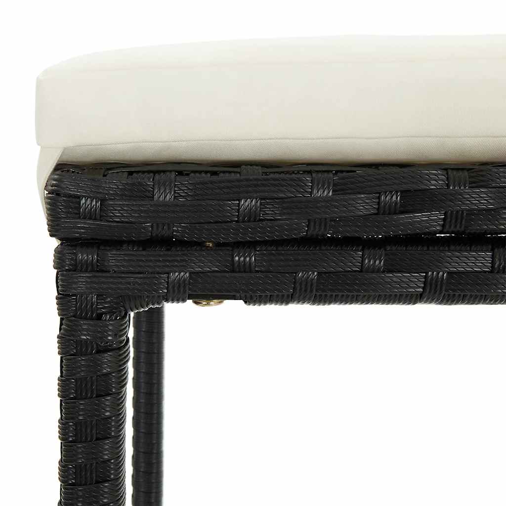 Ensemble de bar de jardin 3 pcs noir bois massif acacia rotin