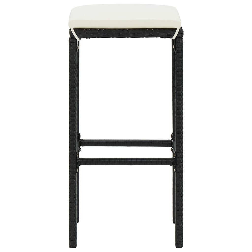 Ensemble de bar de jardin 7 pcs noir bois massif acacia rotin - XIOS