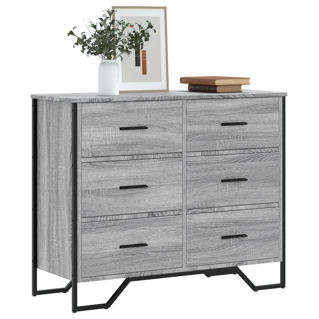 Commode sonoma gris 91x35,5x74,5 cm bois d'ingénierie - XIOS