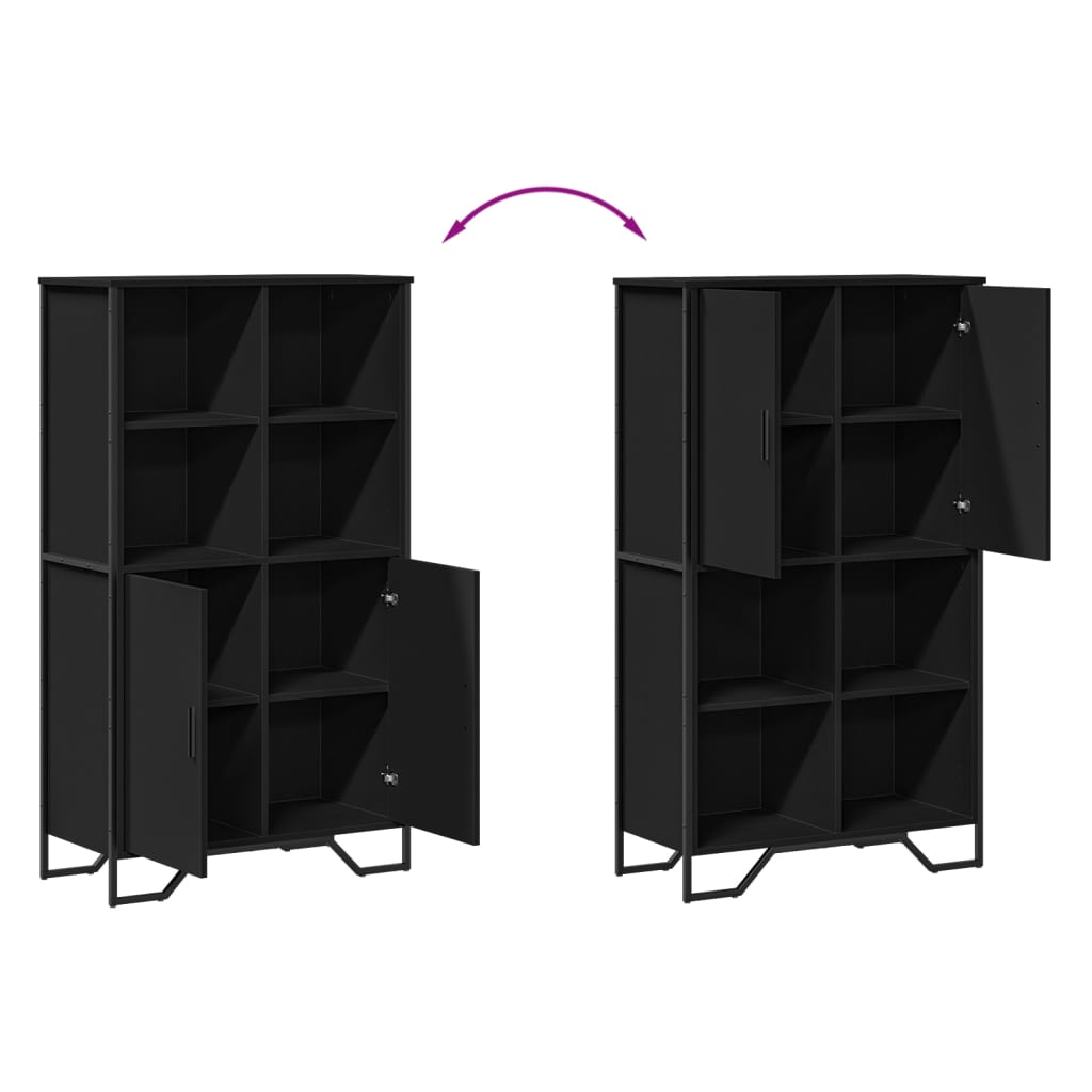 Buffet haut noir 79,5x35,5x137,5 cm bois d'ingénierie - XIOS