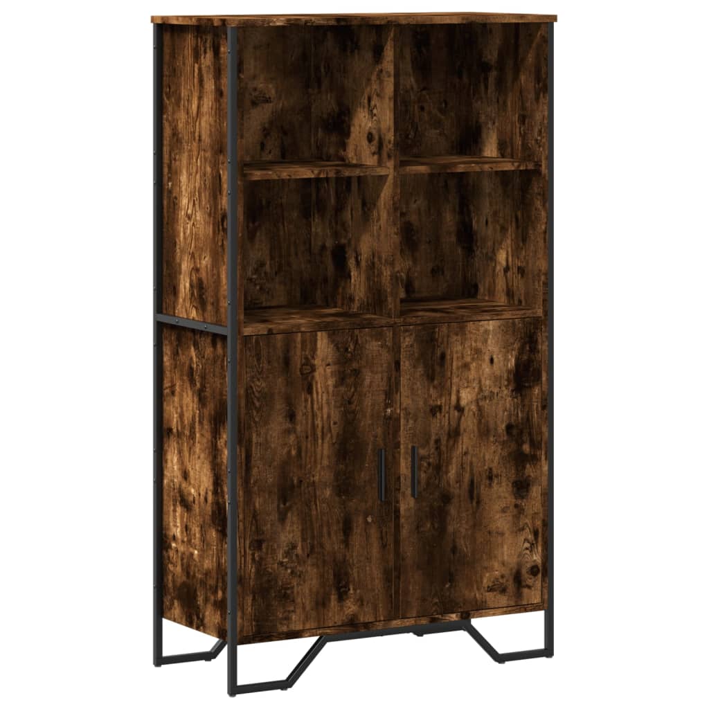 Buffet haut chêne fumé 79,5x35,5x137,5 cm bois d'ingénierie - XIOS