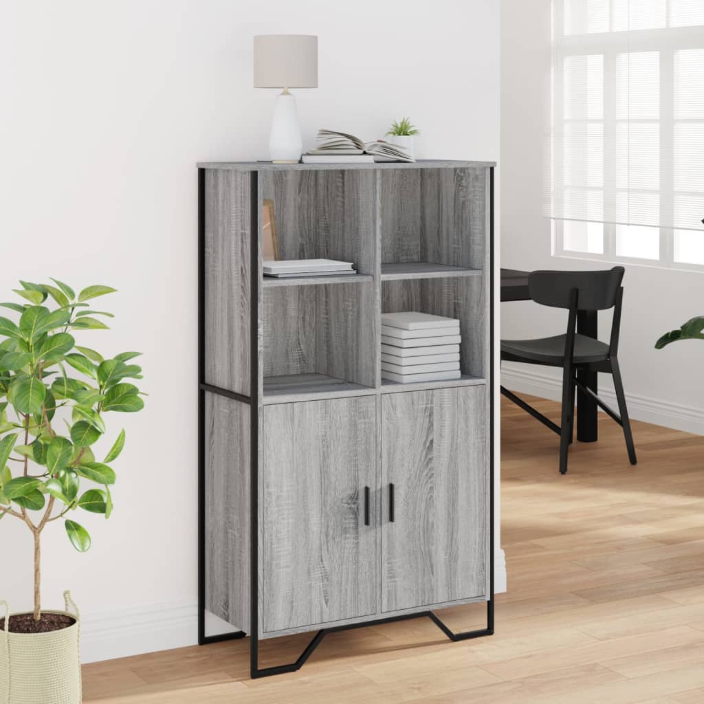 Buffet haut sonoma gris 79,5x35,5x137,5 cm bois d'ingénierie - XIOS