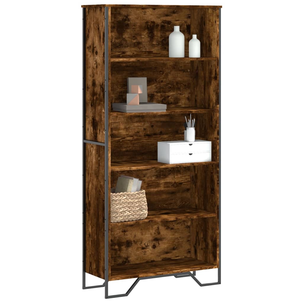 Bibliothèque chêne fumé 80x31x169 cm bois d'ingénierie - XIOS