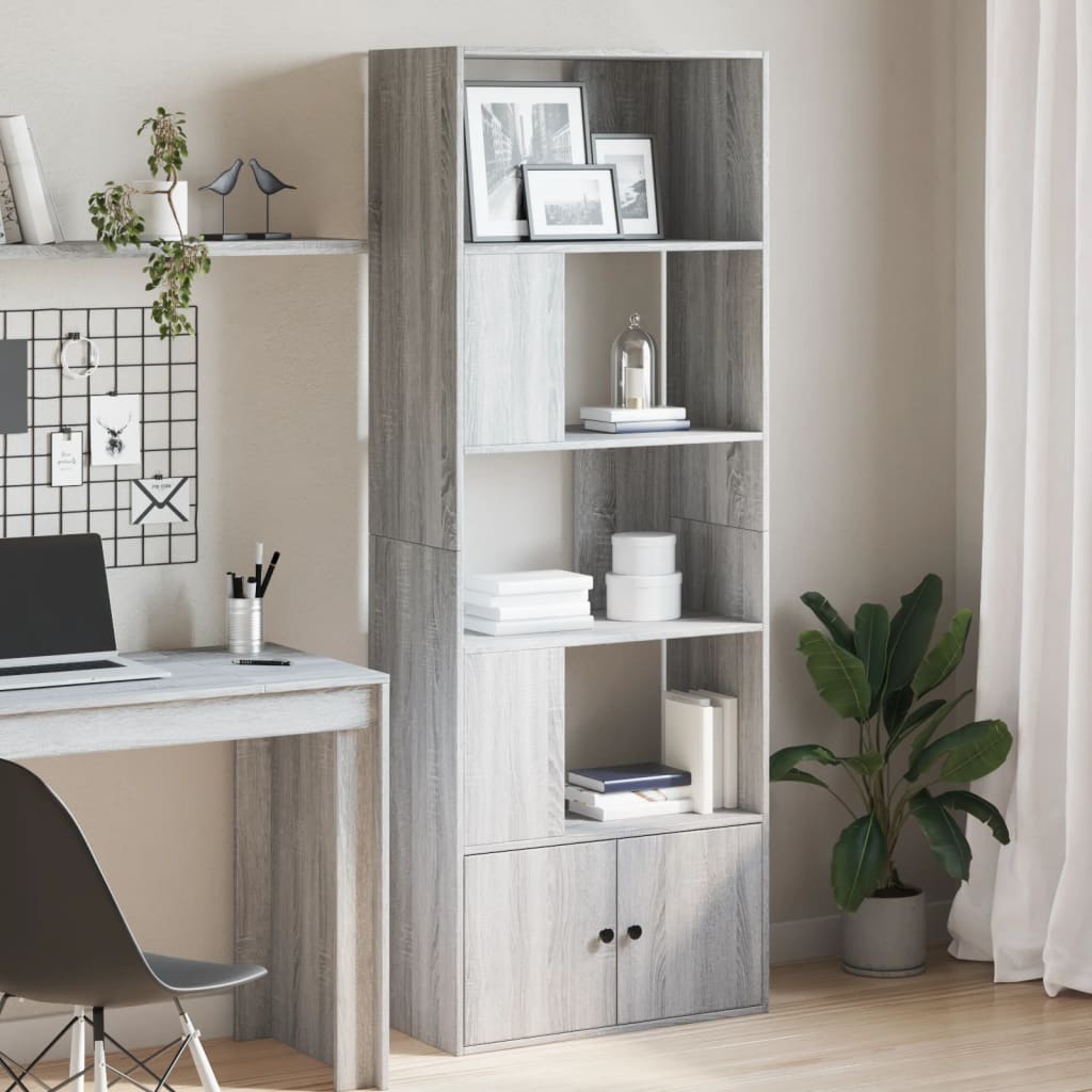 Bibliothèque sonoma gris 70x36x189 cm bois d'ingénierie - XIOS
