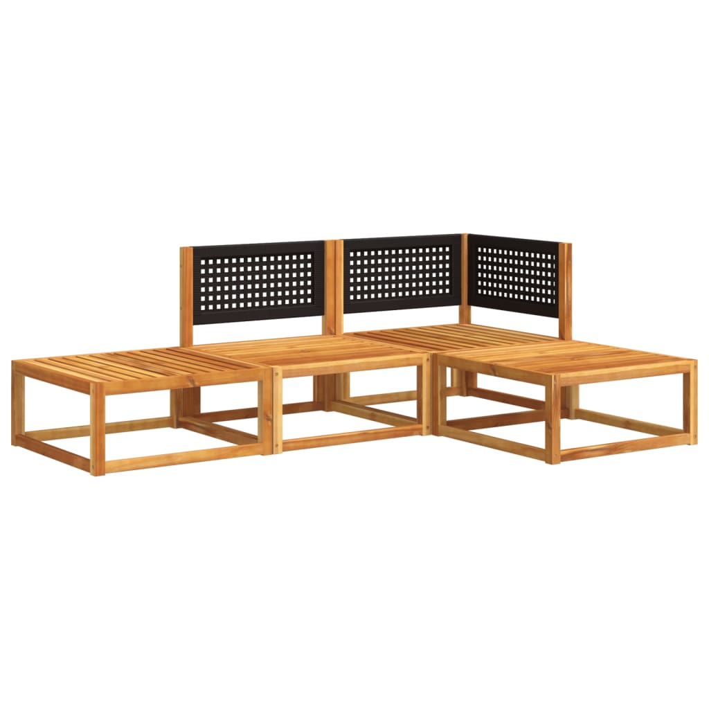 Ensemble de canapés de jardin 4 pièces avec coussins en bois d'acacia et rotin