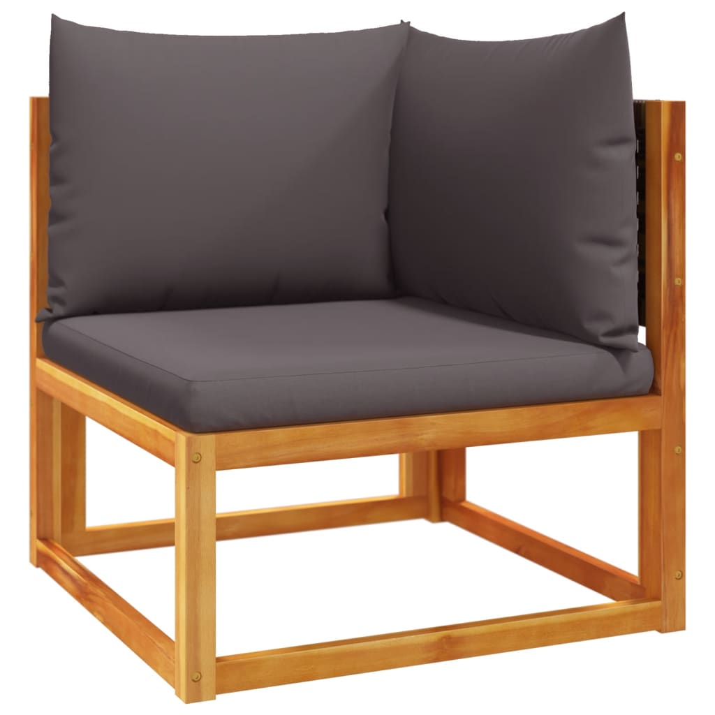 Ensemble de canapés de jardin 5 pièces avec coussins en bois d'acacia et rotin