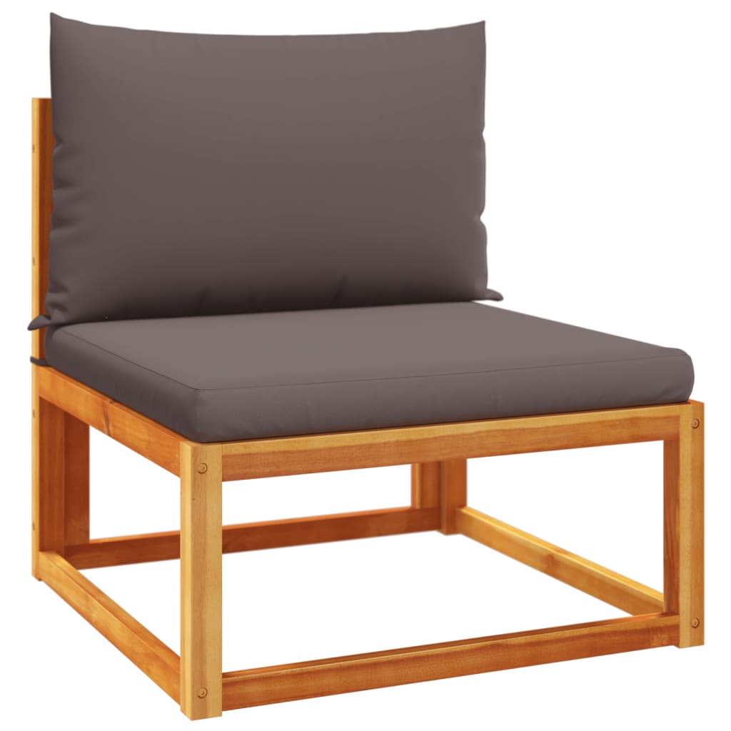 Ensemble de canapés de jardin 5 pièces avec coussins en bois d'acacia et rotin