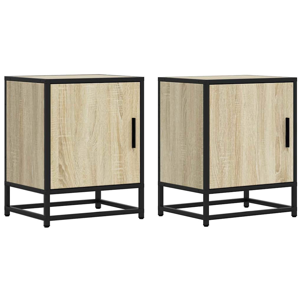 Tables de chevet 2 pcs chêne sonoma bois d'ingénierie et métal - XIOS