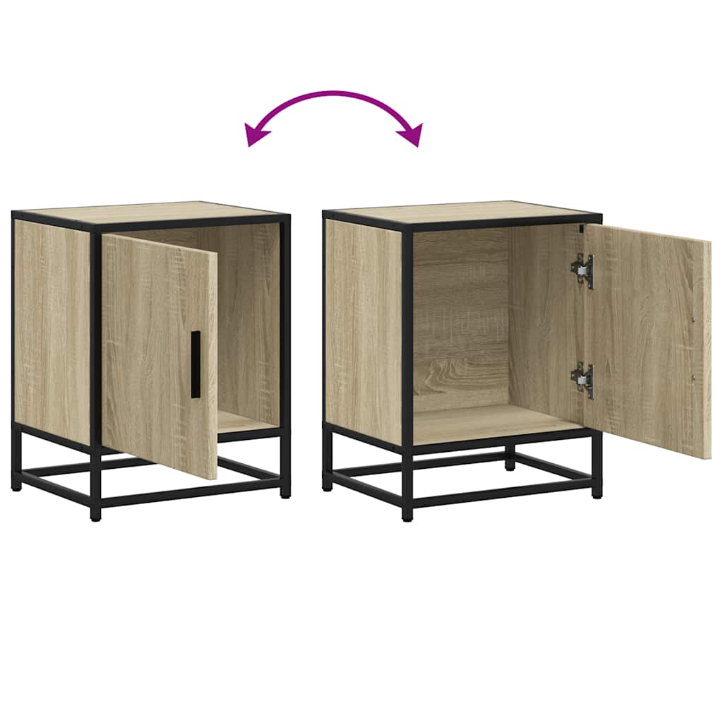 Tables de chevet 2 pcs chêne sonoma bois d'ingénierie et métal - XIOS
