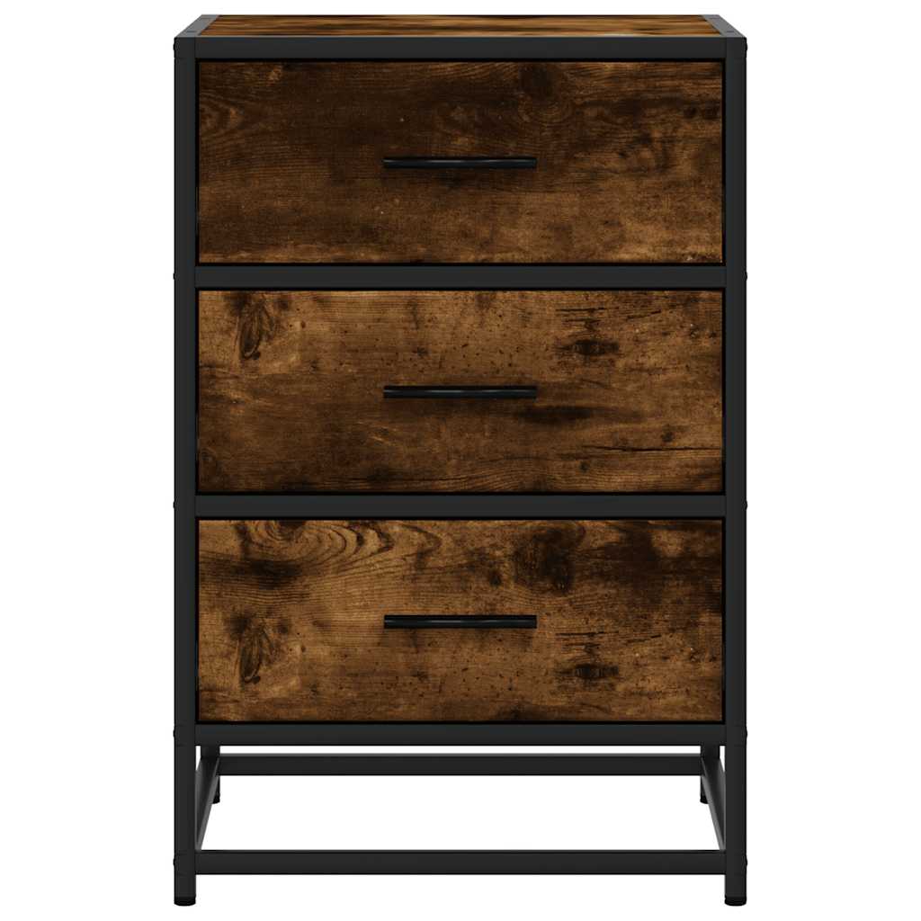 Table de chevet chêne fumé 40x34,5x60cm bois d'ingénierie métal - XIOS