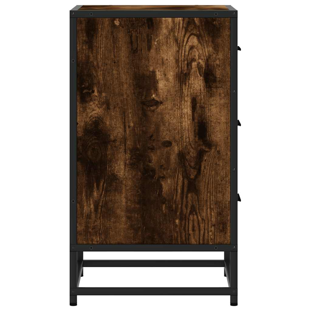 Table de chevet chêne fumé 40x34,5x60cm bois d'ingénierie métal - XIOS