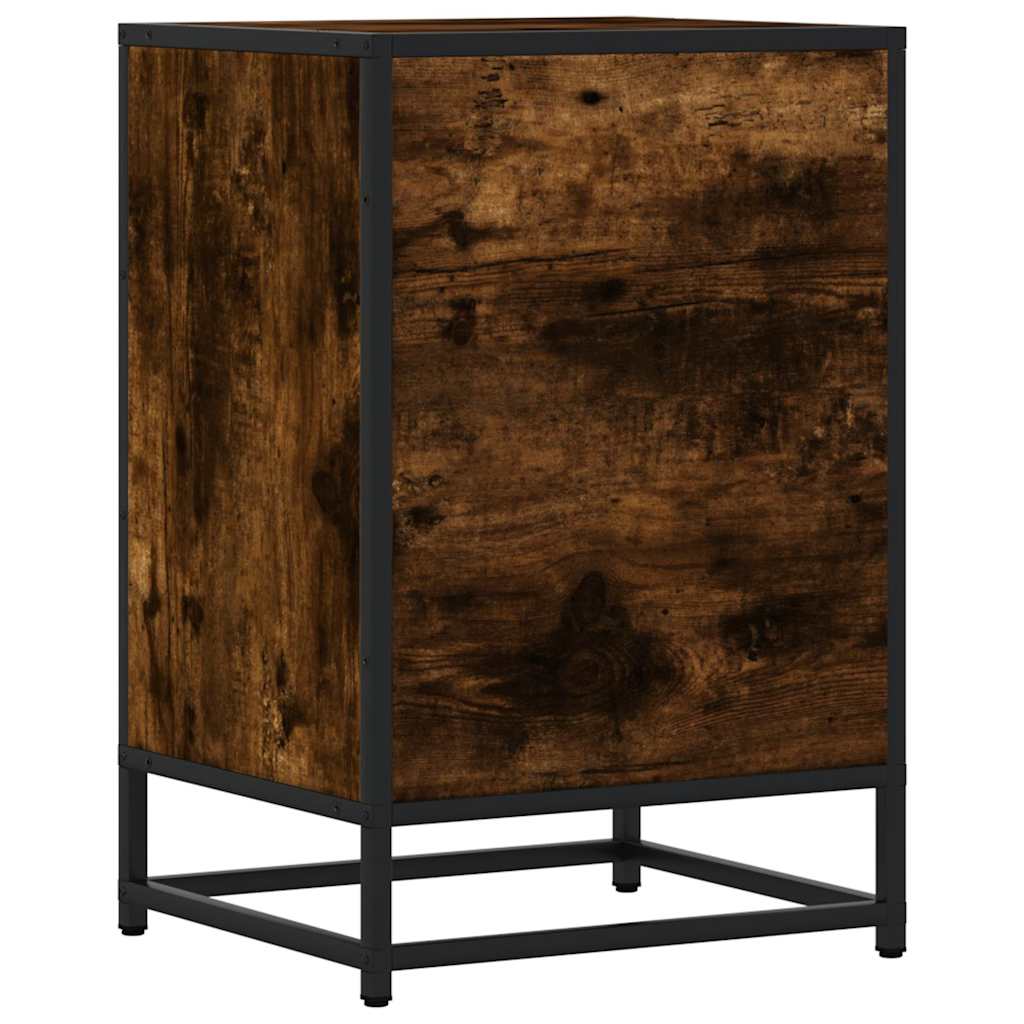 Table de chevet chêne fumé 40x34,5x60cm bois d'ingénierie métal - XIOS