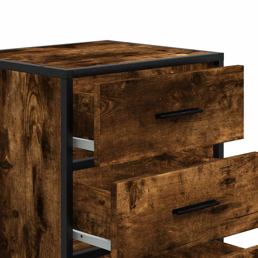 Table de chevet chêne fumé 40x34,5x60cm bois d'ingénierie métal - XIOS