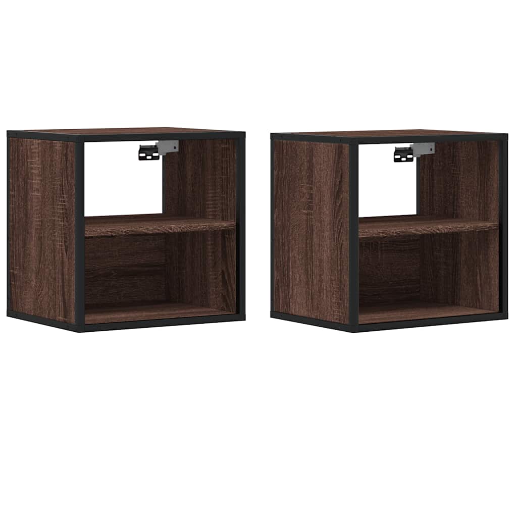 Tables de chevet murales 2 pcs chêne marron 40x31x39,5 cm