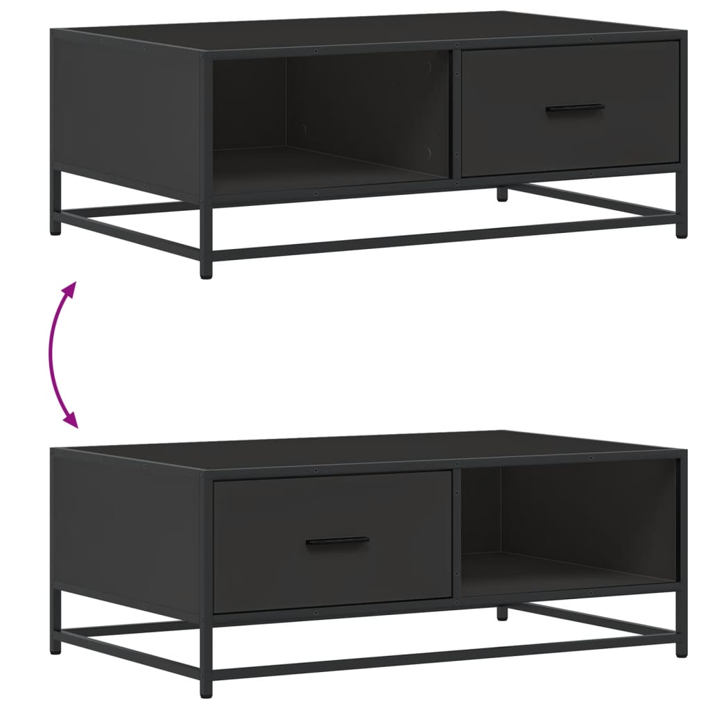 Table basse noir 90x57x35 cm bois d'ingénierie et métal - XIOS