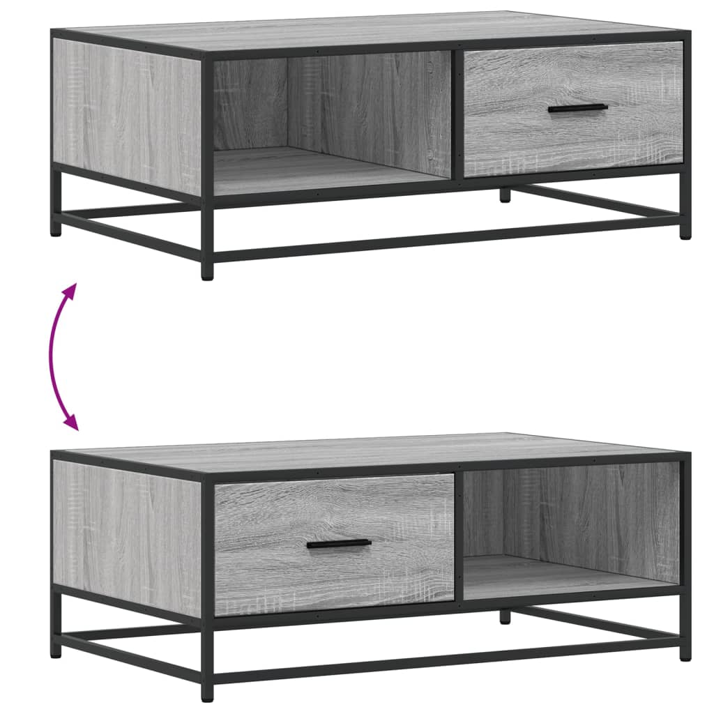 Table basse sonoma gris 90x57x35 cm bois d'ingénierie et métal - XIOS