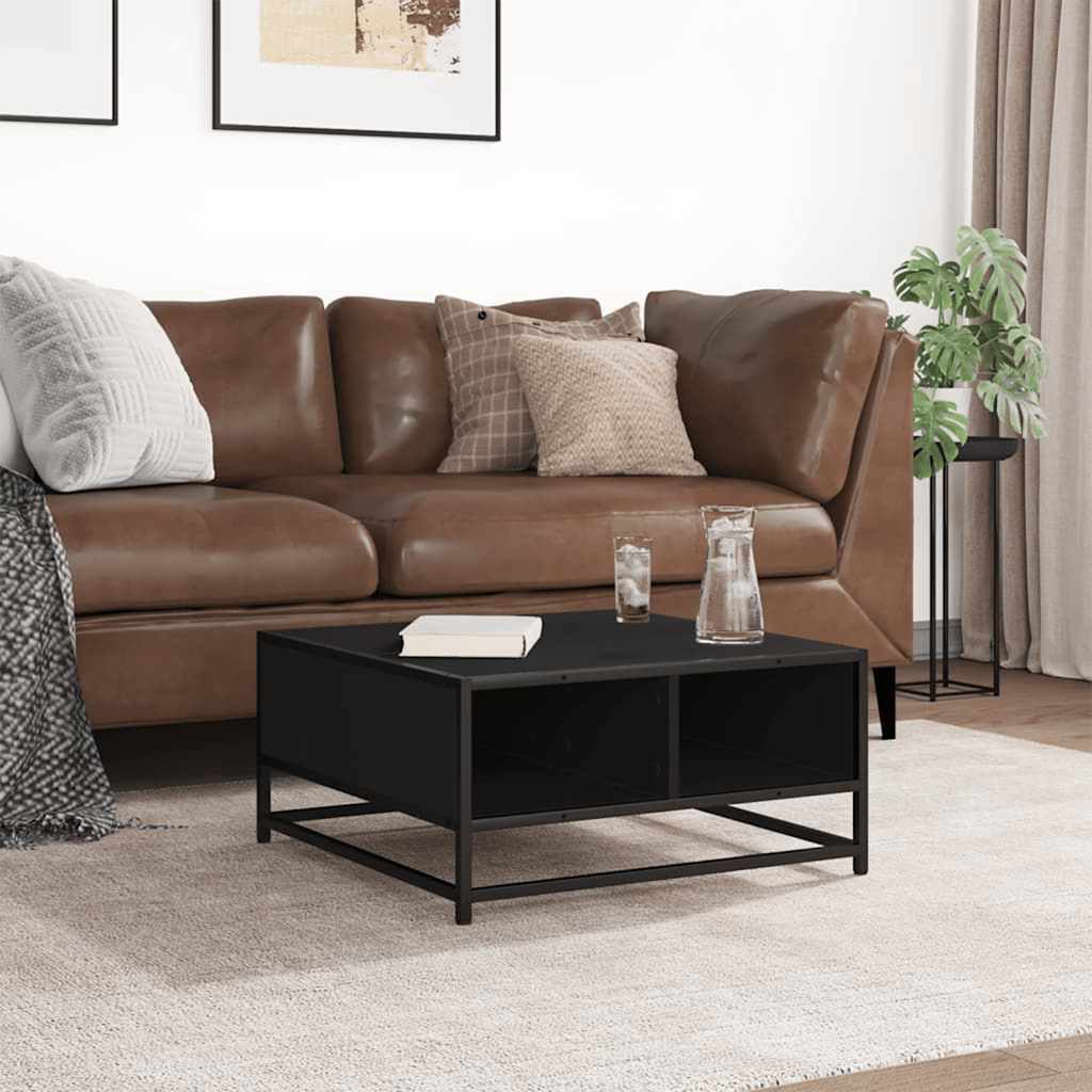 Table basse noir 60,5x60,5x30 cm bois d'ingénierie et métal - XIOS