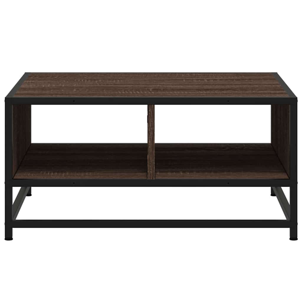 Table basse chêne marron 60,5x60,5x30cm bois d'ingénierie/métal - XIOS