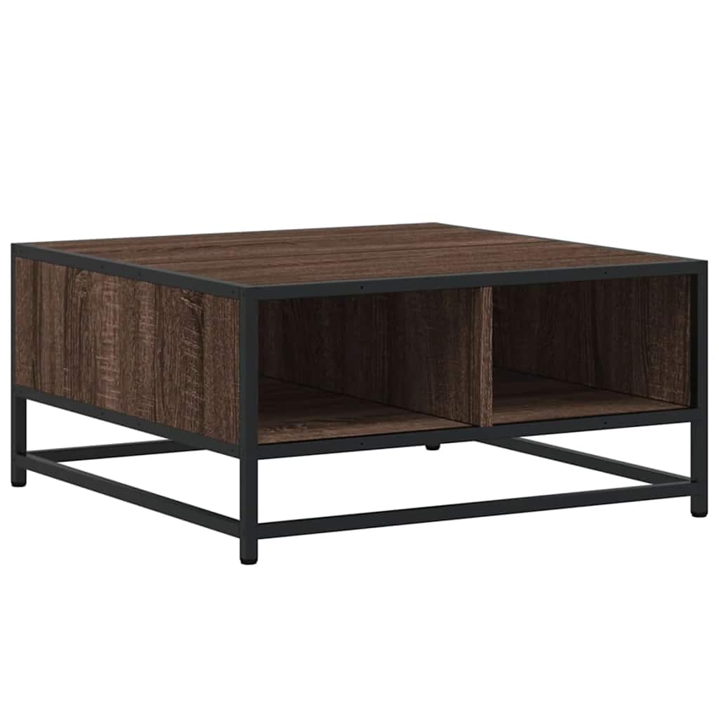 Table basse chêne marron 60,5x60,5x30cm bois d'ingénierie/métal - XIOS