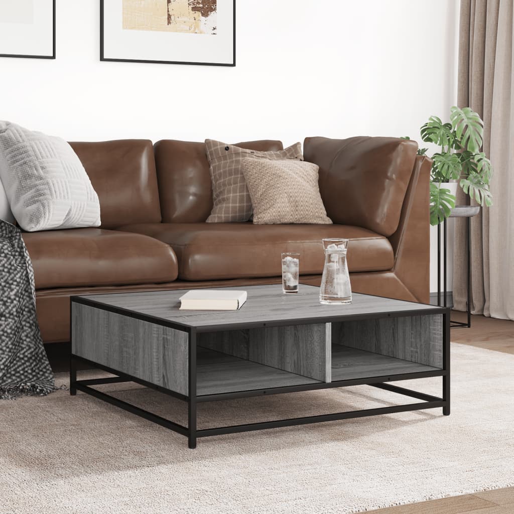 Table basse sonoma gris 80x80x30 cm bois d'ingénierie et métal - XIOS