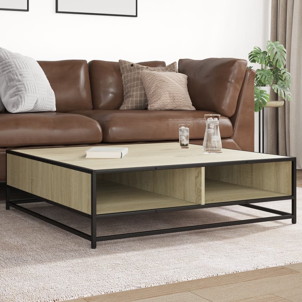 Table basse chêne sonoma 100x100x30 cm bois d'ingénierie/métal - XIOS