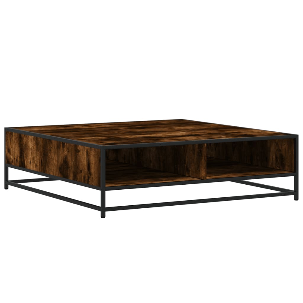Table basse chêne fumé 100x100x30 cm bois d'ingénierie et métal - XIOS