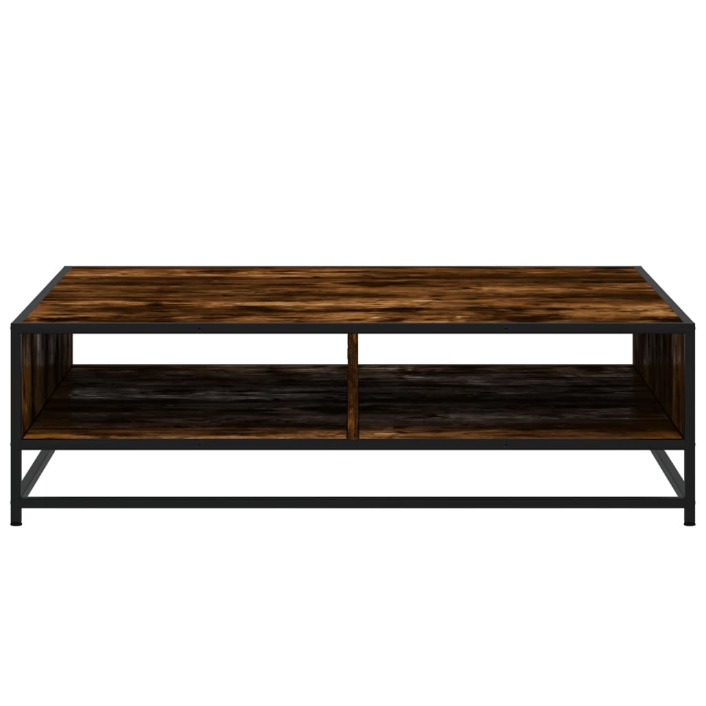 Table basse chêne fumé 100x100x30 cm bois d'ingénierie et métal - XIOS