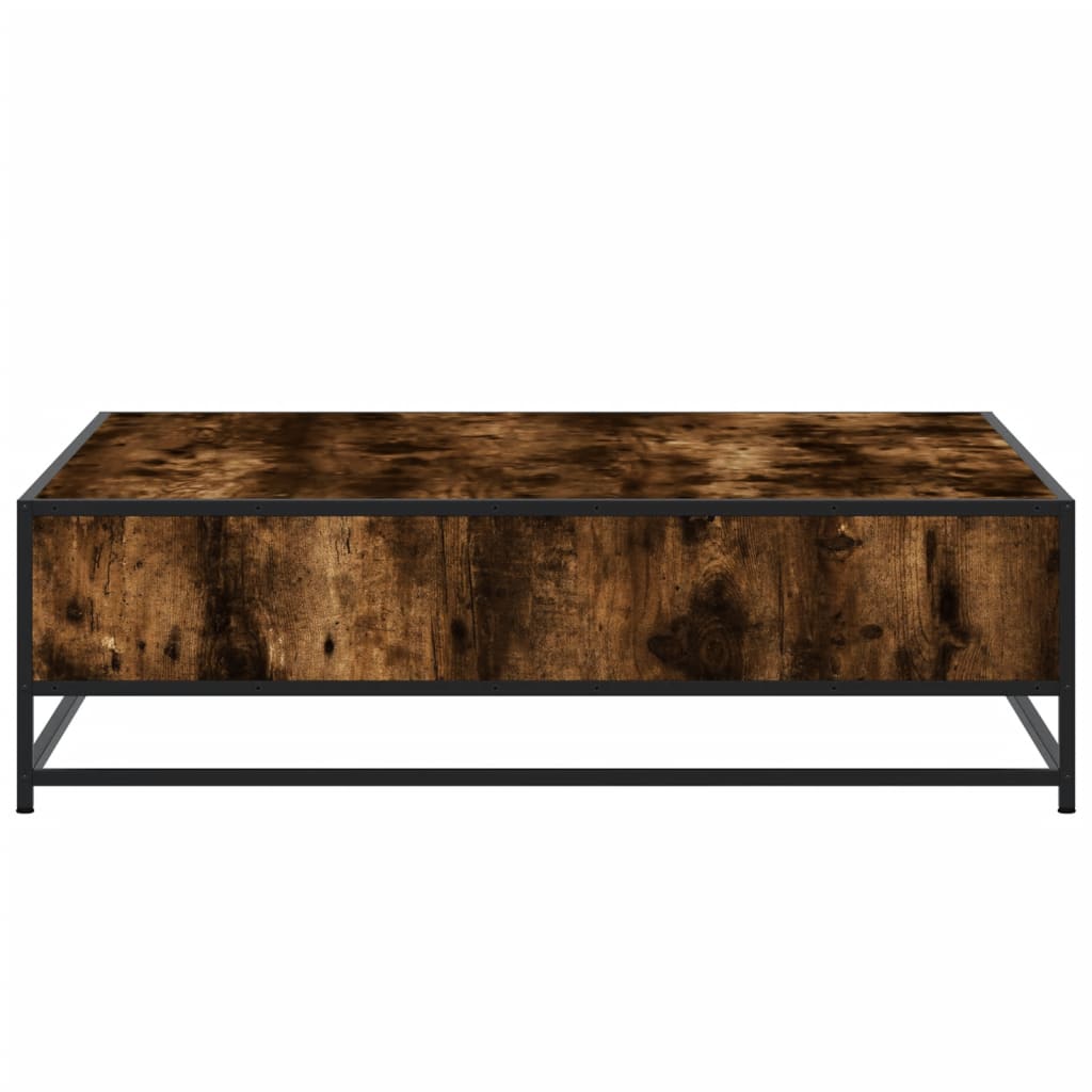 Table basse chêne fumé 100x100x30 cm bois d'ingénierie et métal - XIOS