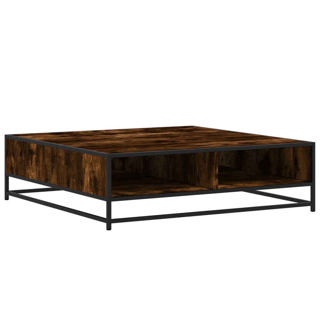 Table basse chêne fumé 100x100x30 cm bois d'ingénierie et métal - XIOS