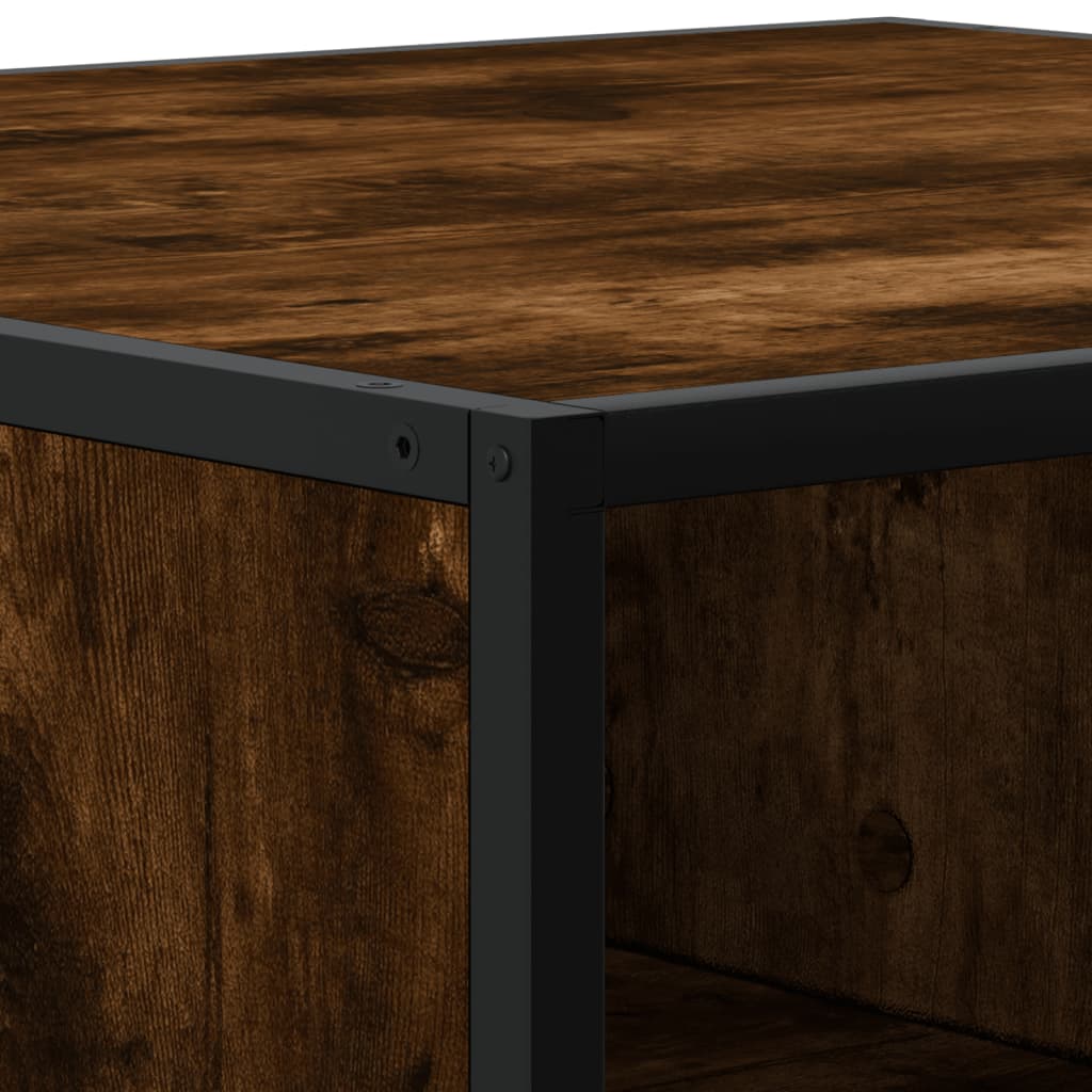 Table basse chêne fumé 100x100x30 cm bois d'ingénierie et métal - XIOS