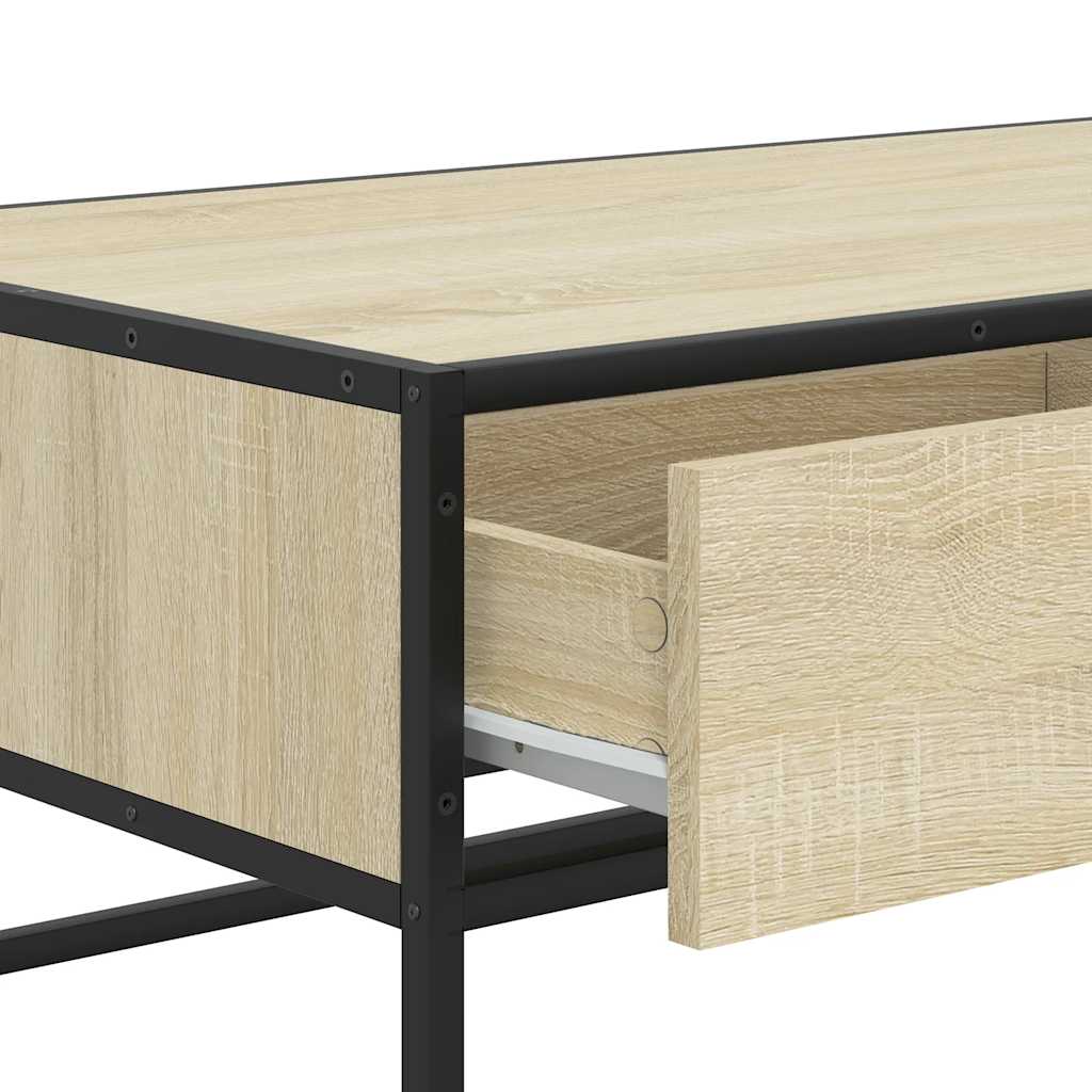 Table basse chêne sonoma 100x50x35cm bois d'ingénierie et métal - XIOS