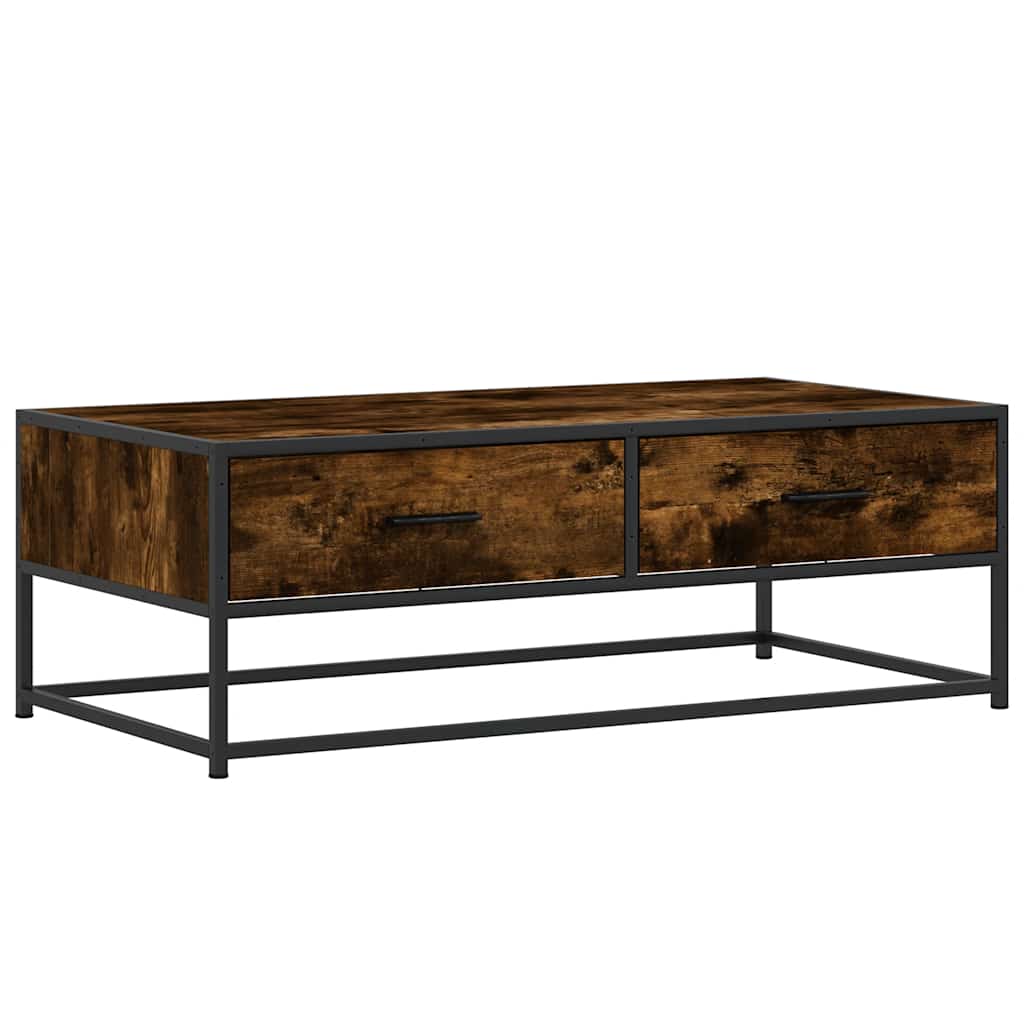 Table basse chêne fumé 100x50x35 cm bois d'ingénierie et métal - XIOS