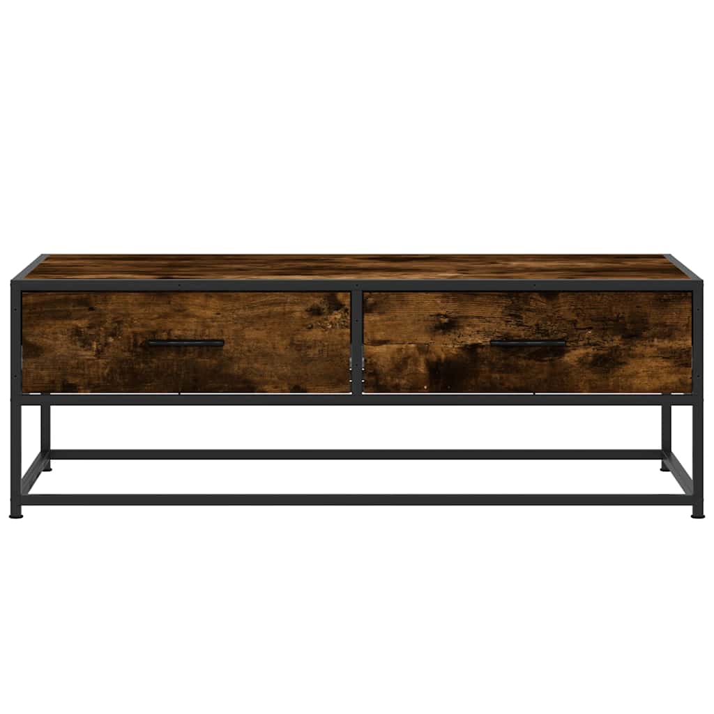 Table basse chêne fumé 100x50x35 cm bois d'ingénierie et métal - XIOS